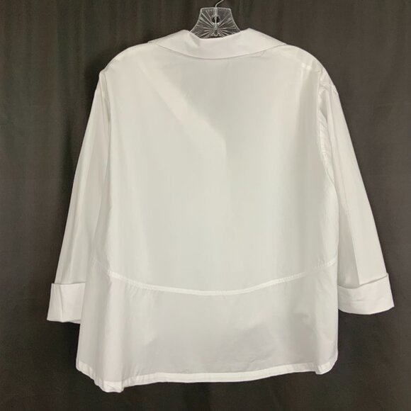 Planet By Lauren G White Cotton Button Up Swing Fit Shirt One Size Fits All - Picture 6 of 16